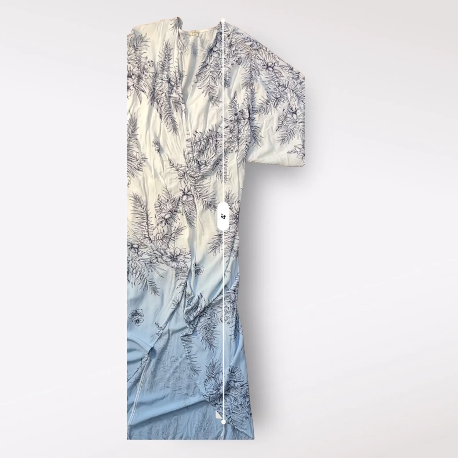 Surf Gypsy White Blue Floral Twist Front Kaftan Maxi Cover Up Size M - Image 4