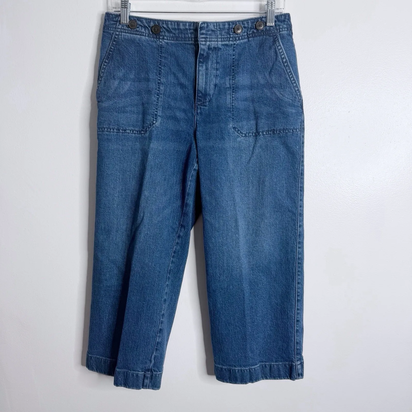 Talbots Wide Leg Crop Jean Cora Wash Blue Size 8 Petite Casual Stretch - Image 2