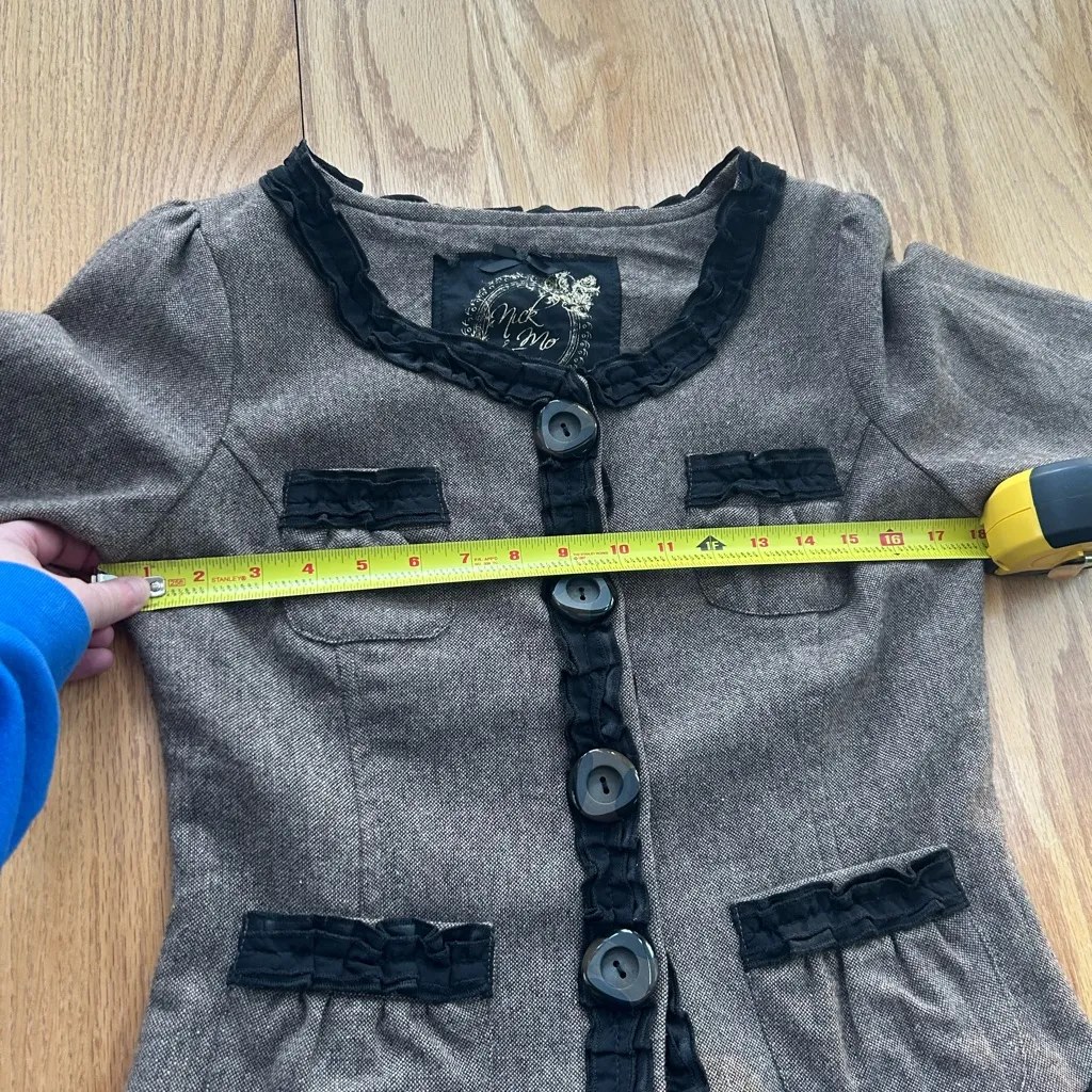 Nick & Mo Boutique Blazer Jacket Brown Black Women’s Size Medium Wool Blend - Image 4