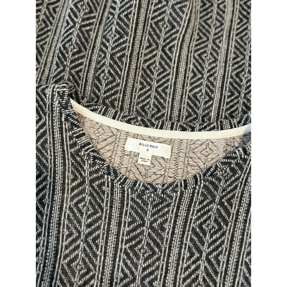 Billy Reid Mens Sweater Gray Crew Neck Aztec Italian Pullover Tribal Boho Small - Image 3