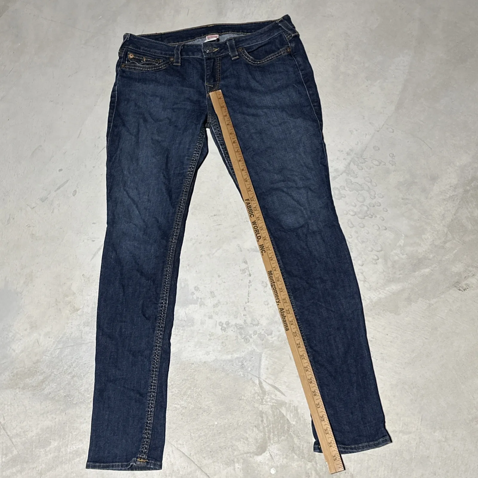 True Religion Jeans Women's SZ 32x34 Blue Denim Flap Button Pocket USA MADE Y2K - Image 13