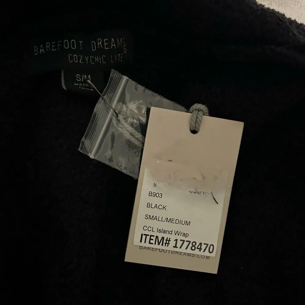 Barefoot Dreams Cozychic Lite Island wrap open front black cardigan size S/M NEW - Image 5