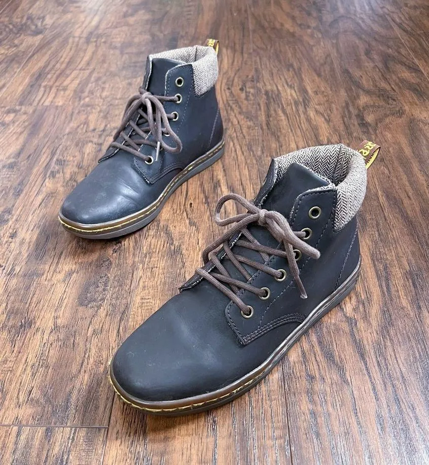 Dr Martens • Maelly Gaucho Wildhorse Lamper boot brown leather herringbone tweed - Image 10