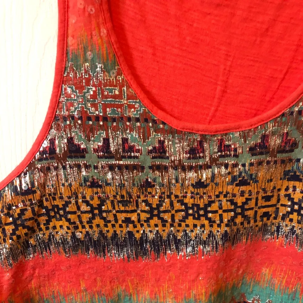 EXPRESS Small Orange & Tribal Aztec Print Tank Top - Image 2