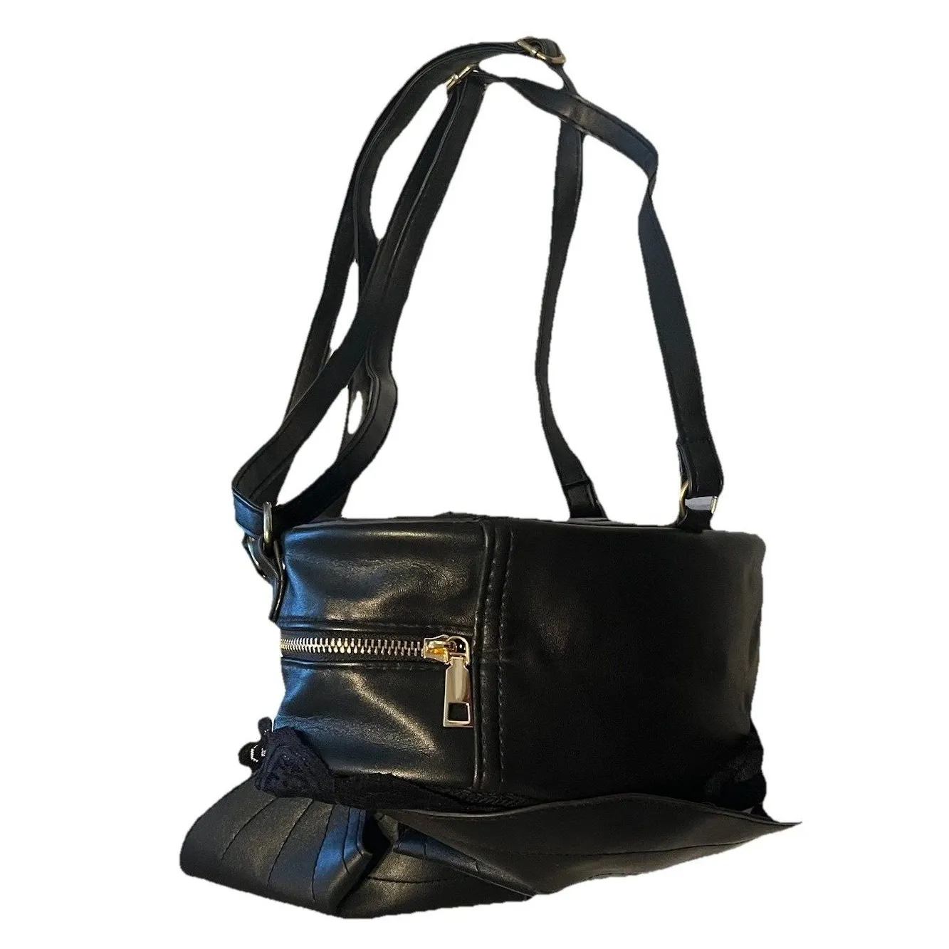 AZA Gothic Heart Bat Wing Backpack Black Lace Trim Faux Leather Mini Bag Purse - Image 10