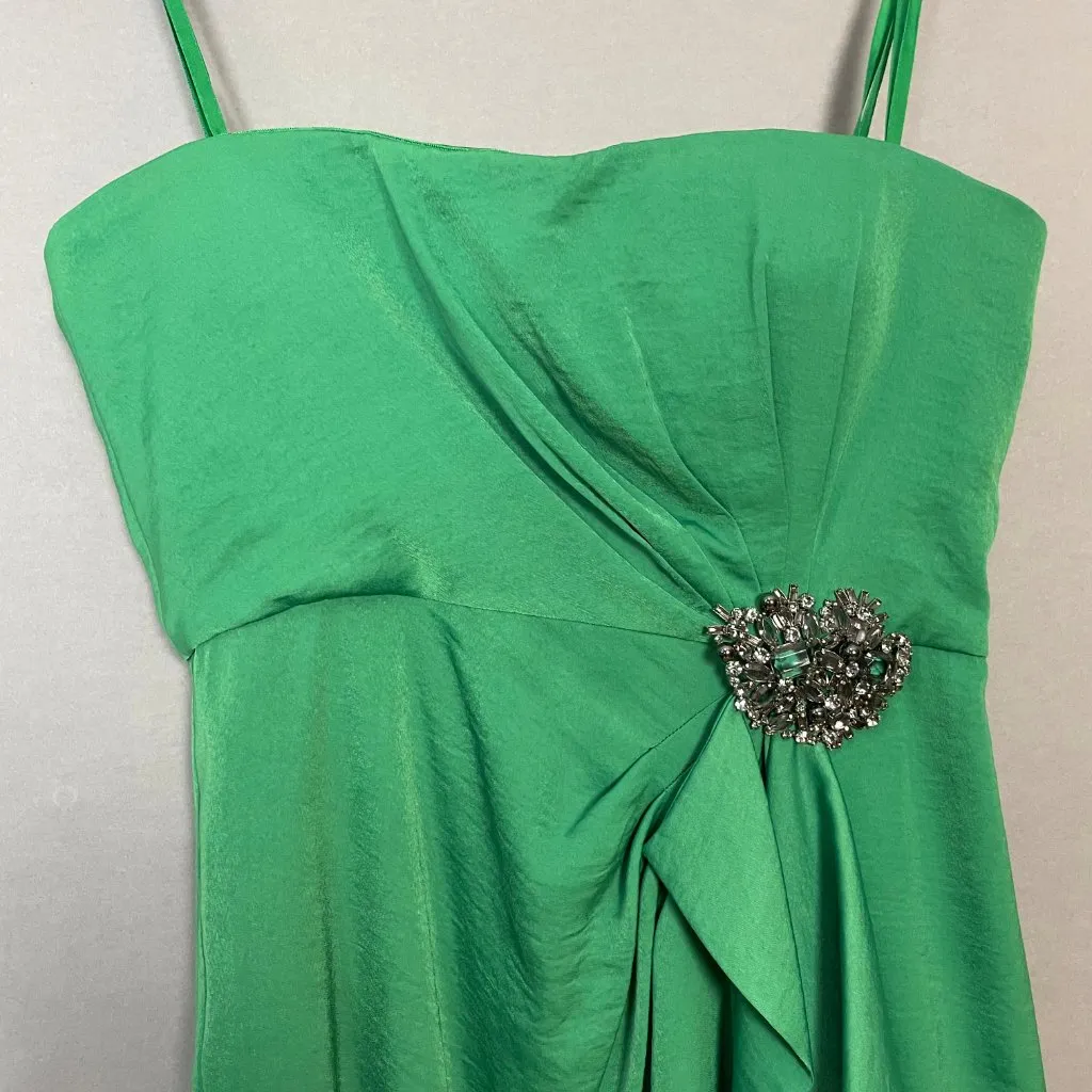 BCBGMaxAzria Strapless Dress‎ Brooch Larre Kelly Green Sz 10 Cocktail Homecoming - Image 6