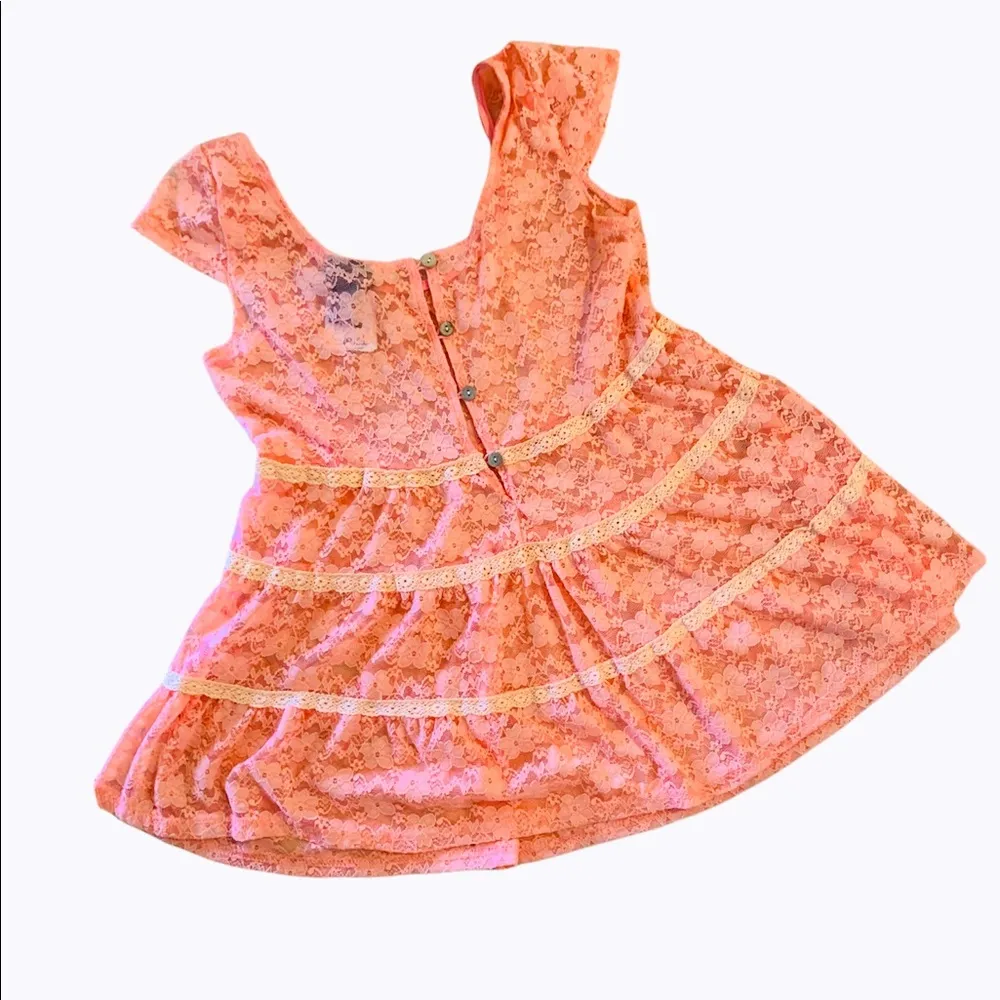 Lace Nylon Peach Top Cap Sleeve Womens S Shirt New Flirty Feminine - Image 8