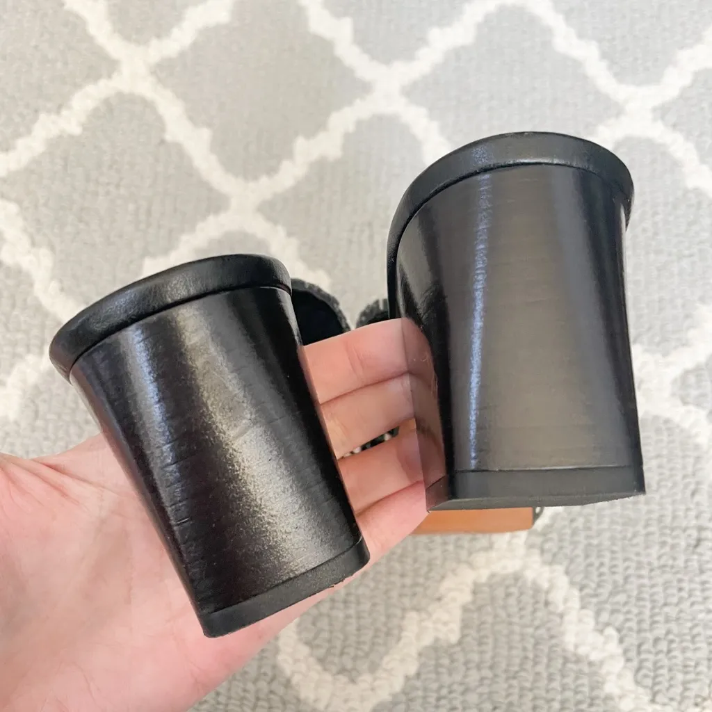 Top shop black and white weave low block heel mule sandals - Image 5