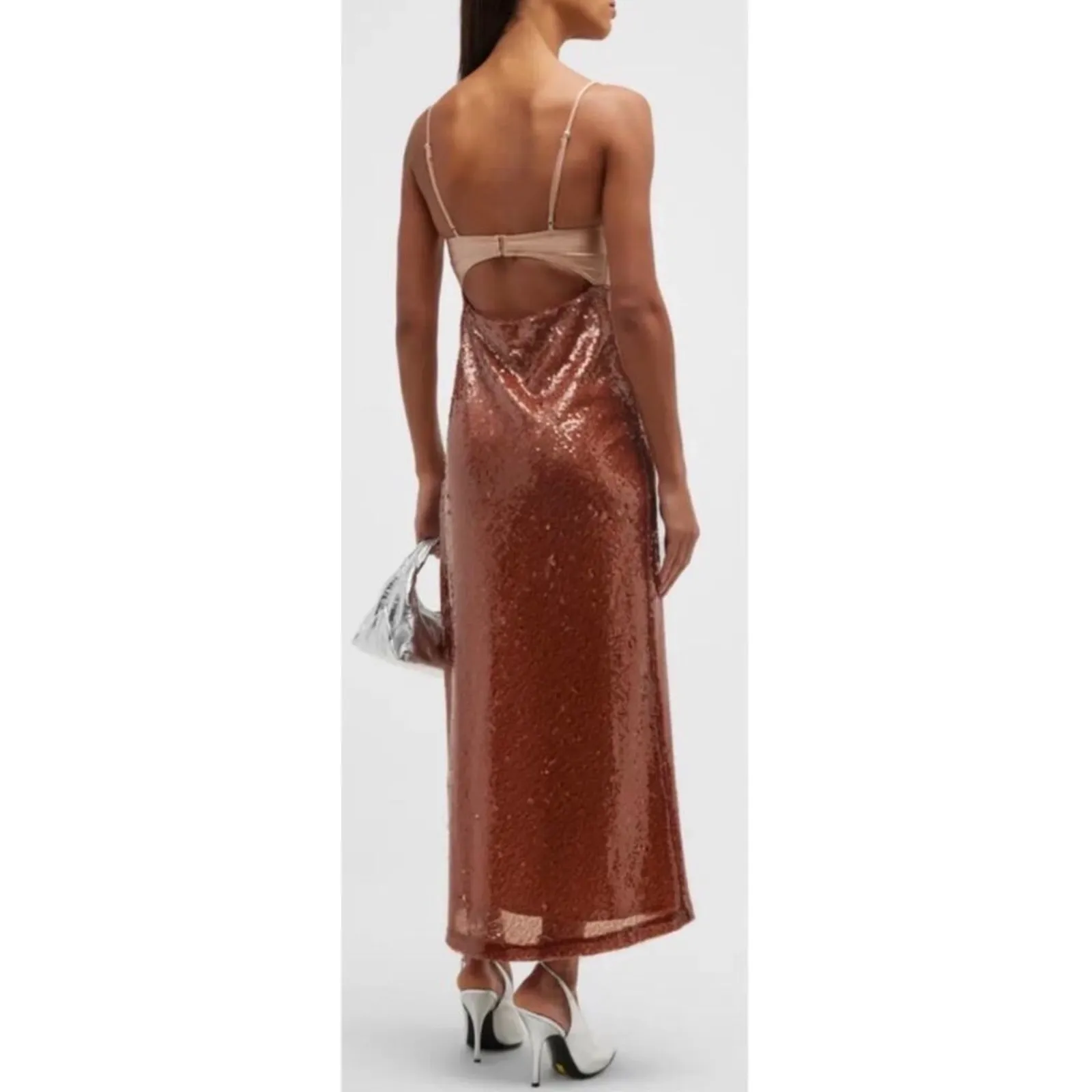 A.L.C. Gisele Corset Sequin Midi Dress | Brown | Size 2 | NWT - Image 2