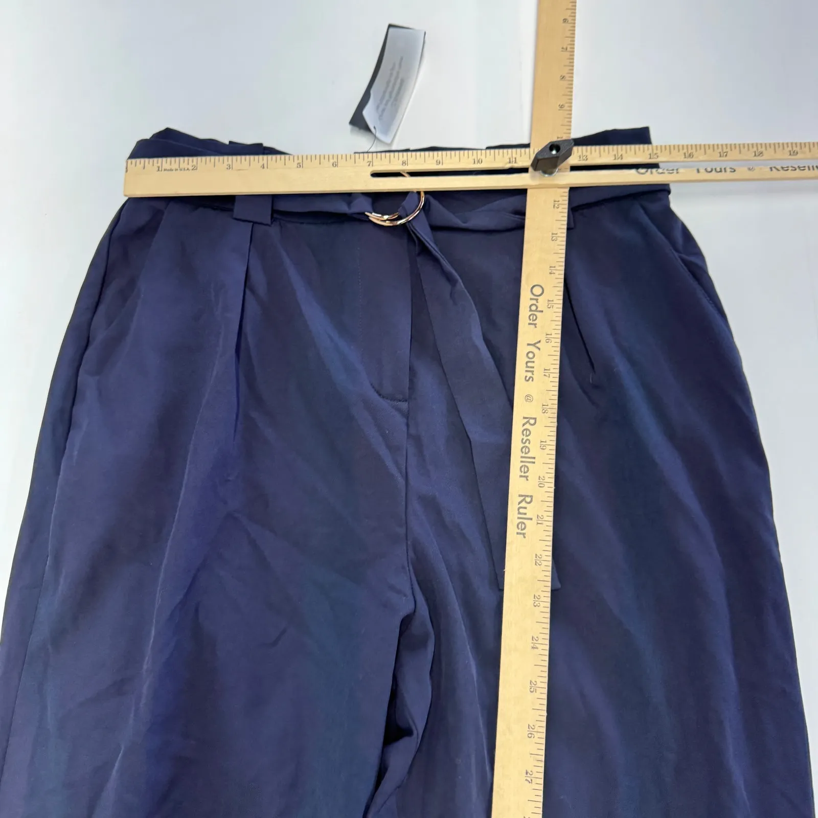 Lulus Pants Womens Large Blue Straight Leg Belted High‎ Rise Trousers - Image 6