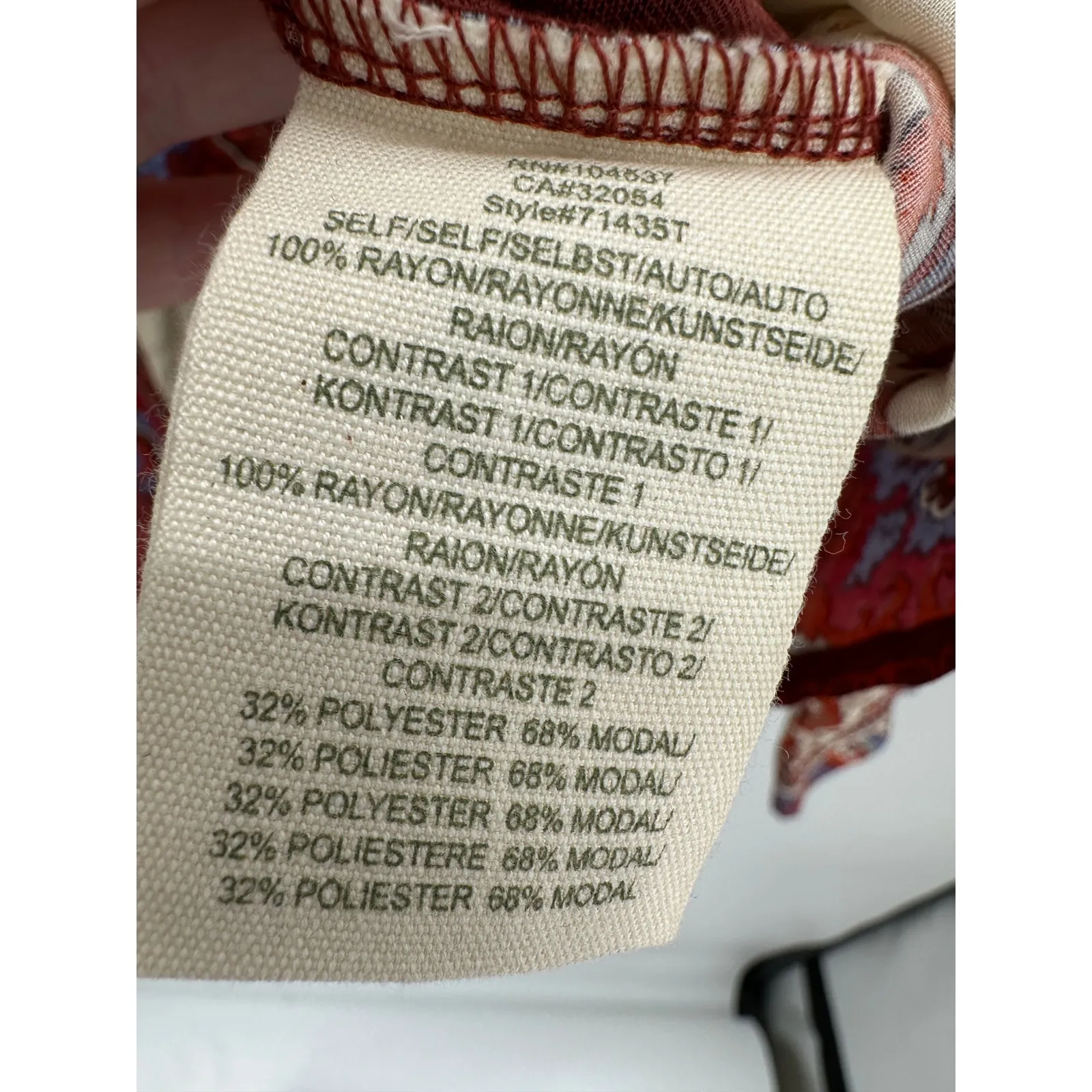 Tiny Rust Red Nahara Paisley Print Blouse‎ V-Neck High Low Top Shirt Women XS - Image 8