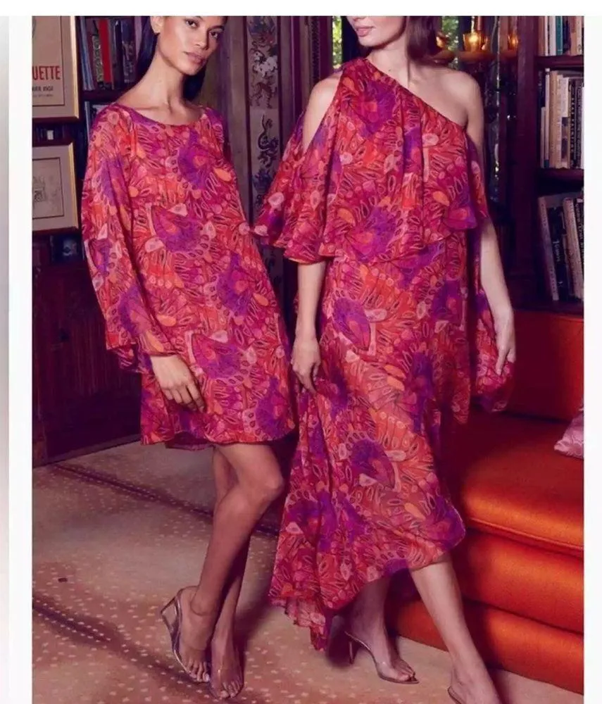 MISA Los Angeles MISA One-Shoulder Single Flutter Sleeve high low butterfly NEW - Image 11