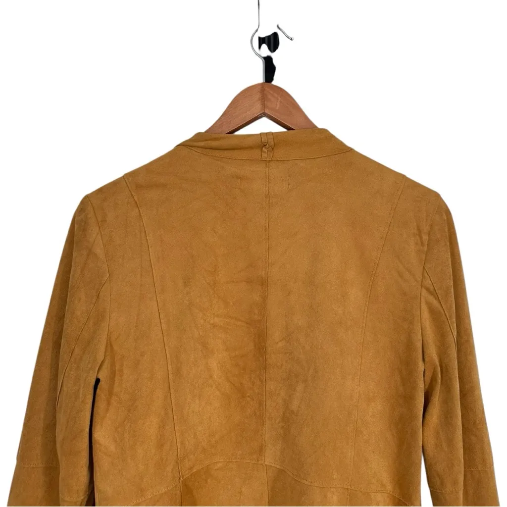 Bagatelle Sienna Brown Drape Front Faux Suede Jacket size Small Long Sleeve Soft - Image 8