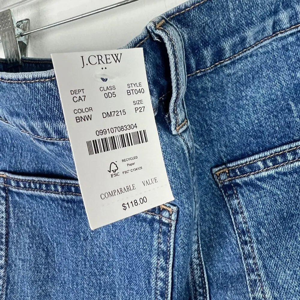 NWT J. Crew Factory Patch Pocket Cropped Straight Leg Jeans Size 27P 27 Petite Blue - Image 11