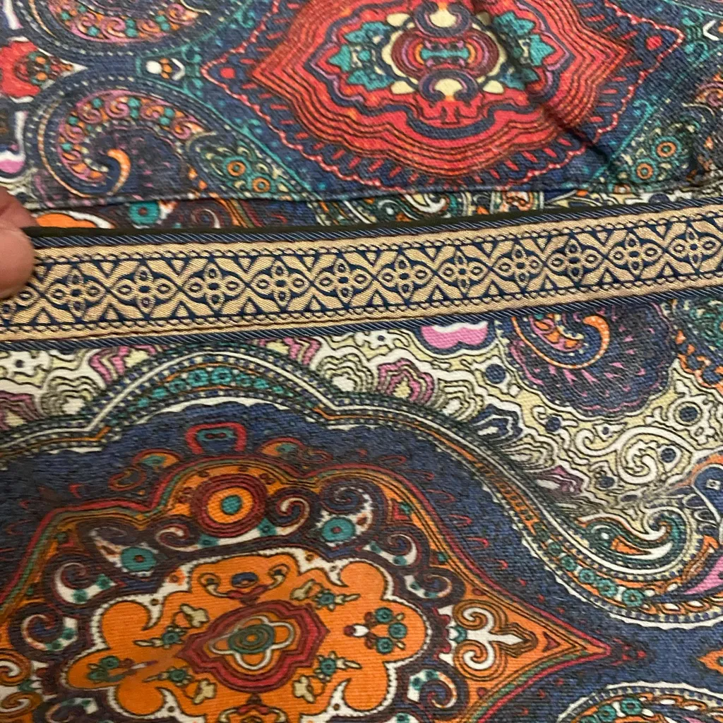 Yoga Mat Bag Boho Bohemian Print Blue Orange Purse Canvas 14” H X 12” W
5” deep - Image 5