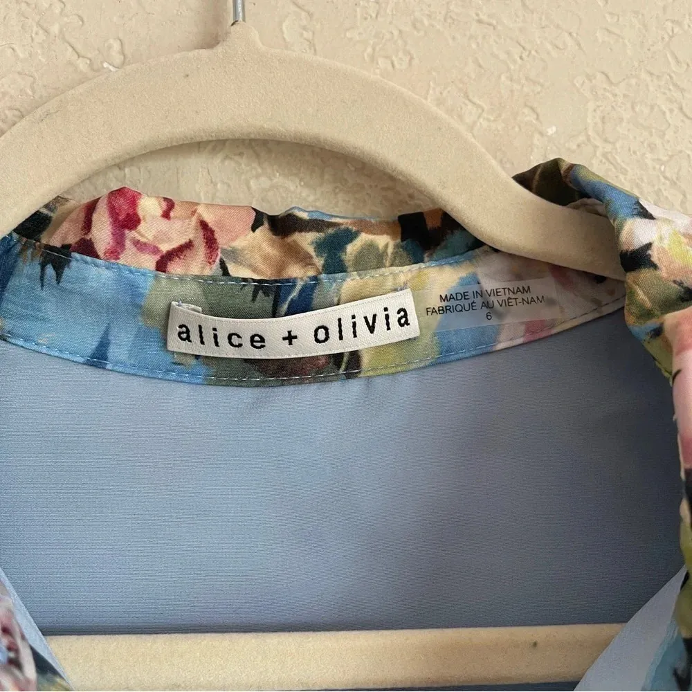 Alice + Olivia Meeko Breeze Floral Ruffled Mini Dress Button Down - Image 3