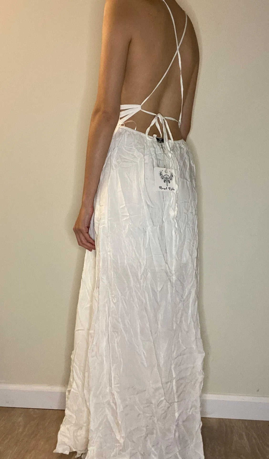 Angel Biba floral rose crochet white maxi dress NEW - Image 3