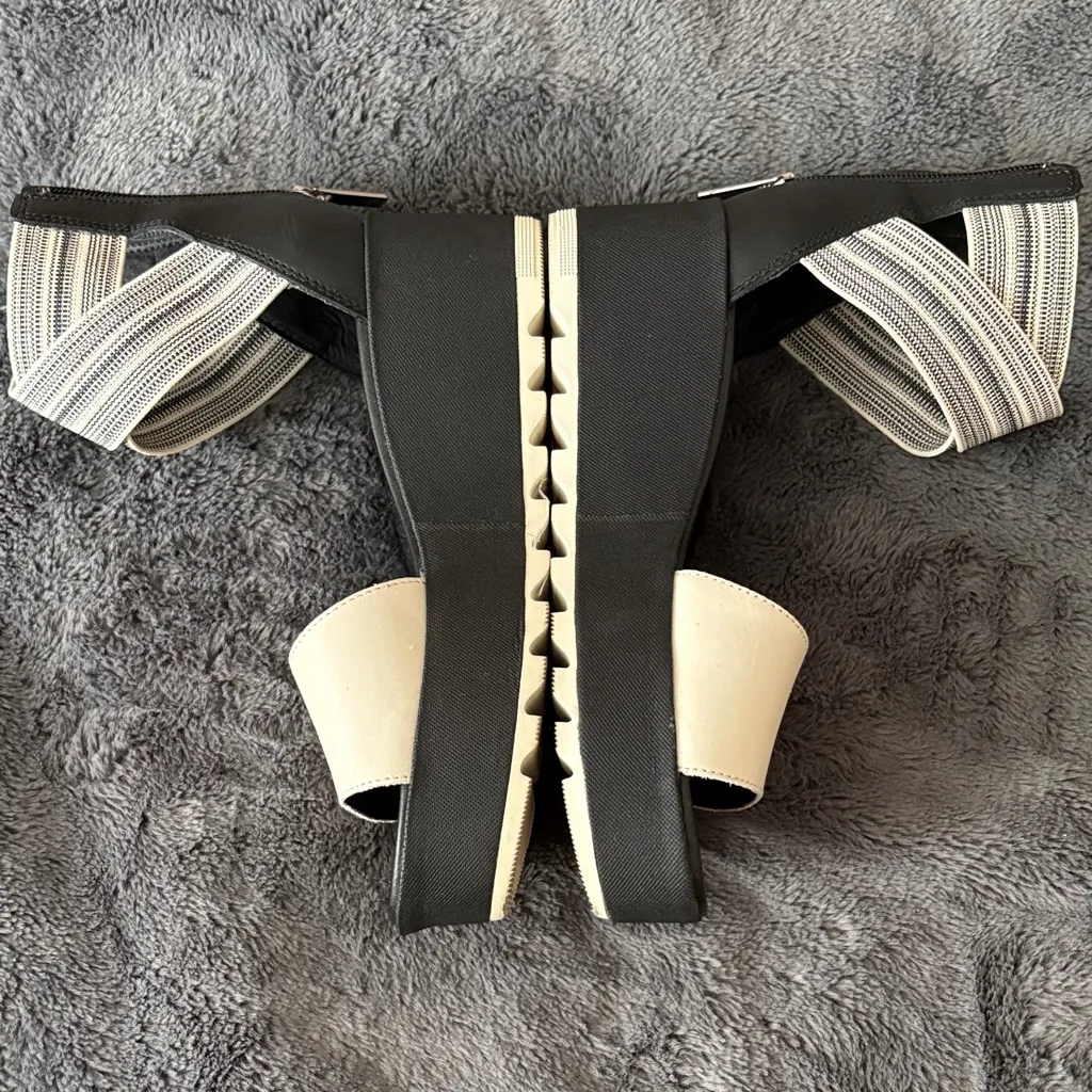 EUC Sorel Women's Black and White Cameron Flatform Sandals size 8.5 - Image 4