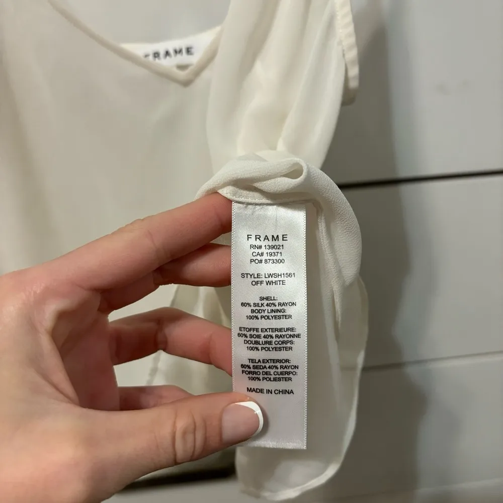 FRAME Shirred Keyhole Puff-Shoulder Top - Image 11