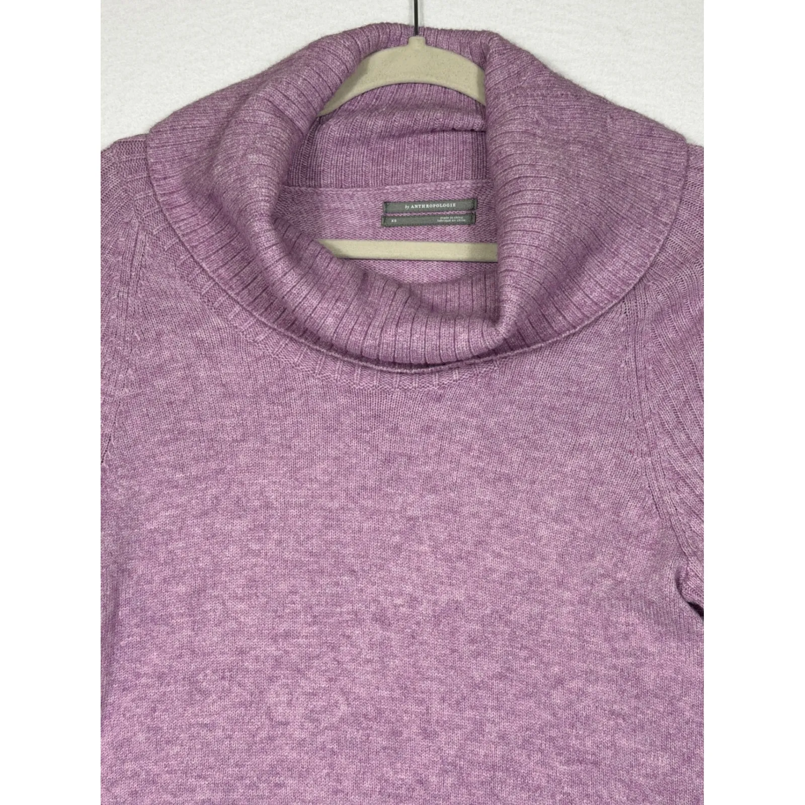 By Anthropologie Lavender Cowl Neck Ribbed Sleeve Sweater XS - Image 10