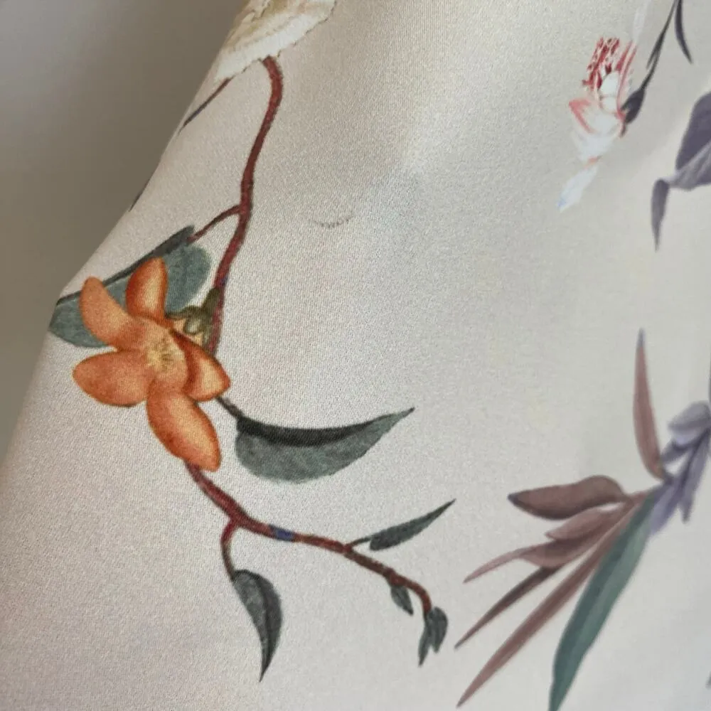 Amanda Uprichard Cream Floral Romantic Short Sleeve Blouse Size Small - Image 10