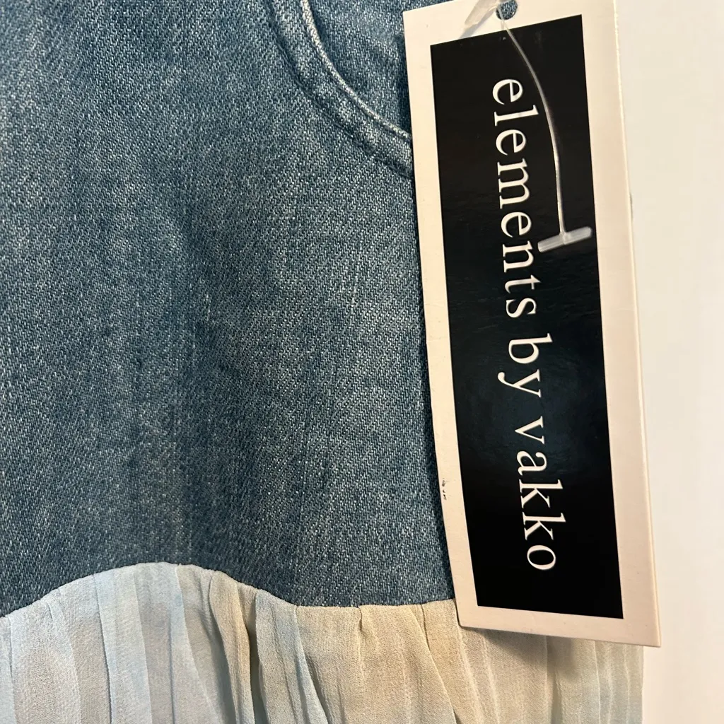 NWT Elements By Vakko Blue Mini Bubble Skirt with Lace Smocked Ruffles Size 10 - Image 4