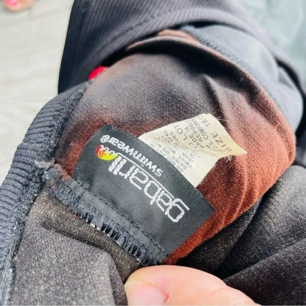 Vintage gabarii one piece bathing suit swimwear with pockets size 18 swimsuit pl Red - Image 5