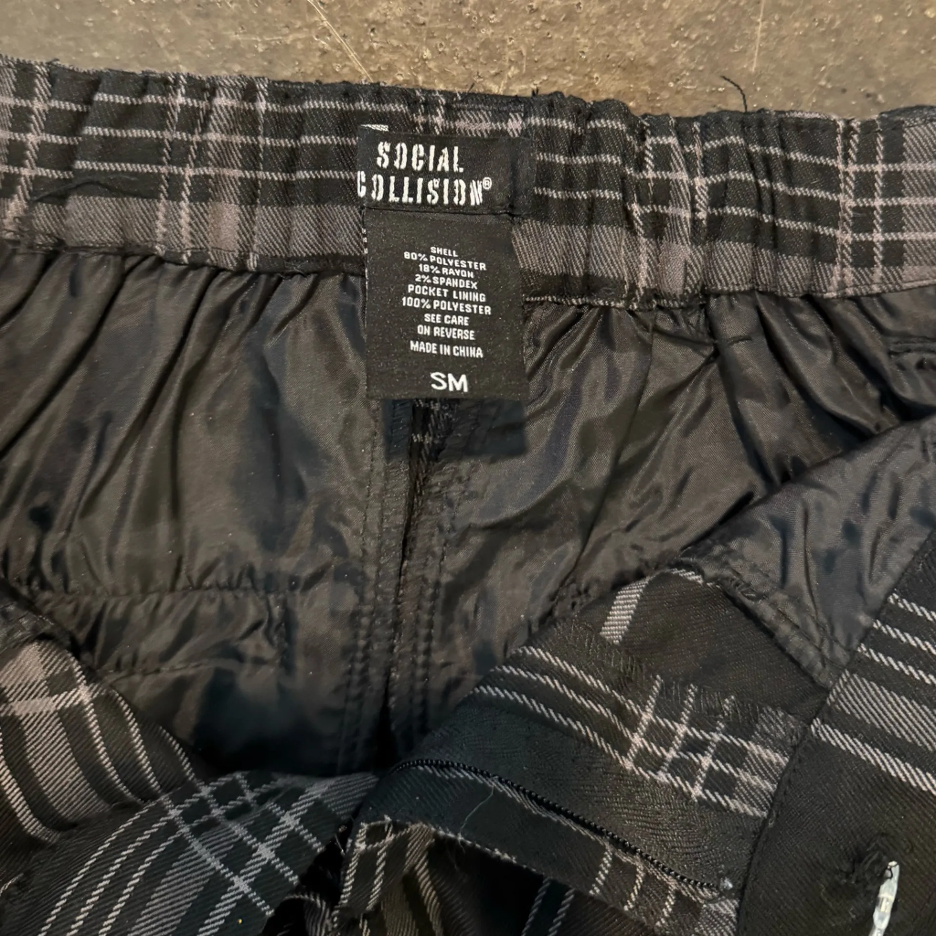 Black Plaid Wide Leg Women's Pants - Image 6