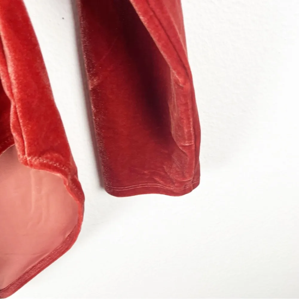 MADEWELL Rust Long Sleeves Velvet Faux Wrap V-Neck Bodysuit, Size XL - Image 11