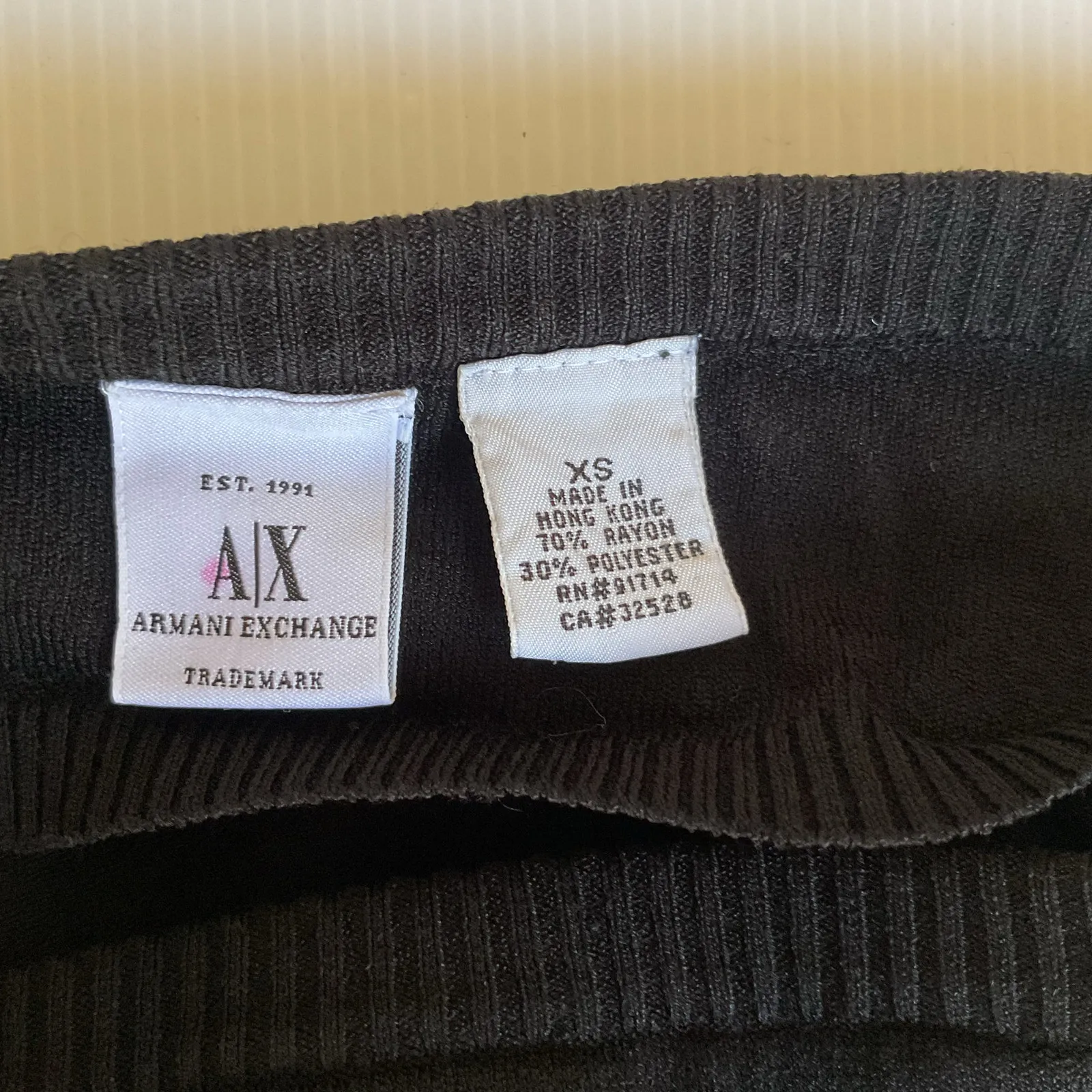 Vintage 1991 Armani Exchange Black Knit Strapless Tube Top XS Hong Kong - Image 5