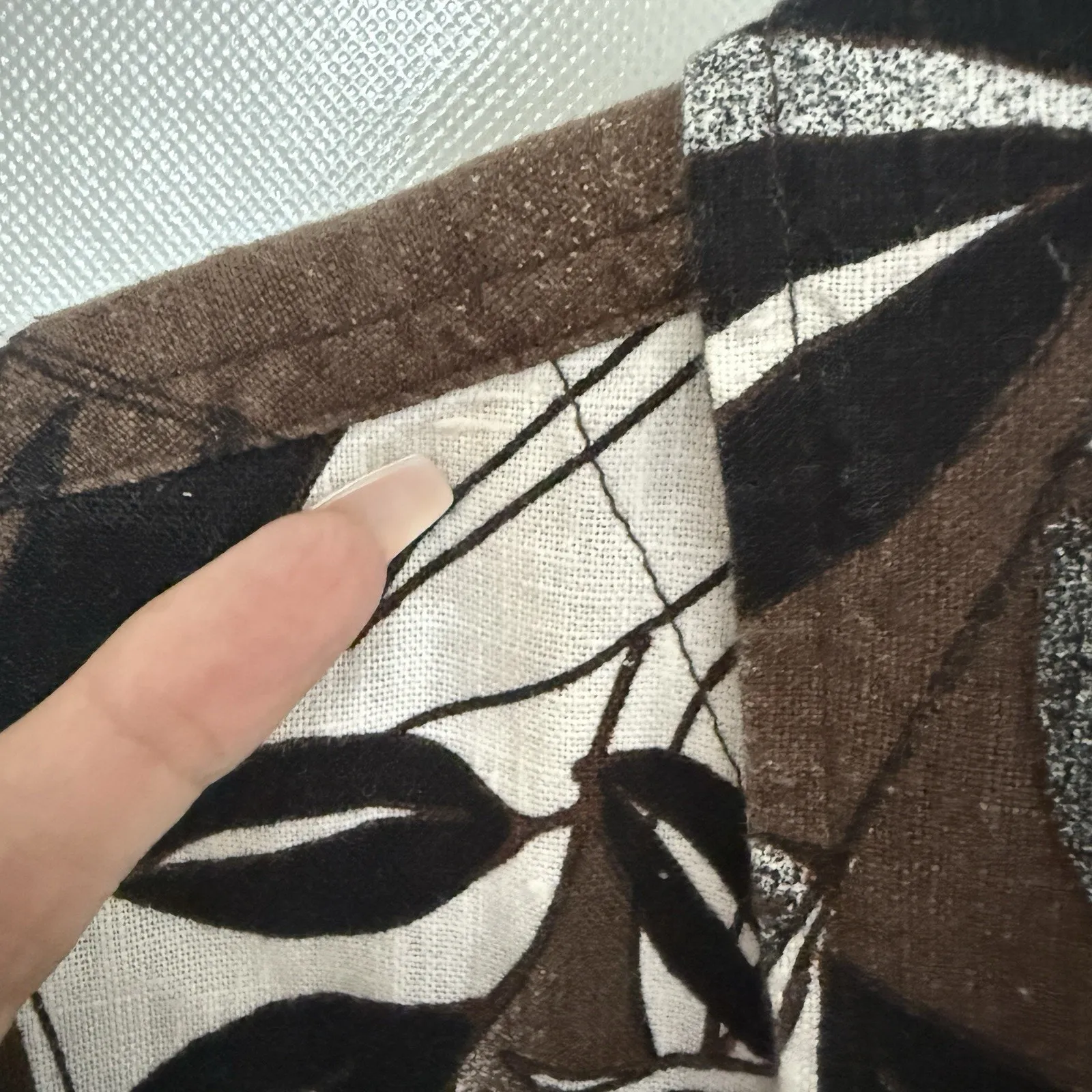 Chico’s Linen Tropical Brown Black White Pockets Buttoned Beachy jacket Large - Image 6