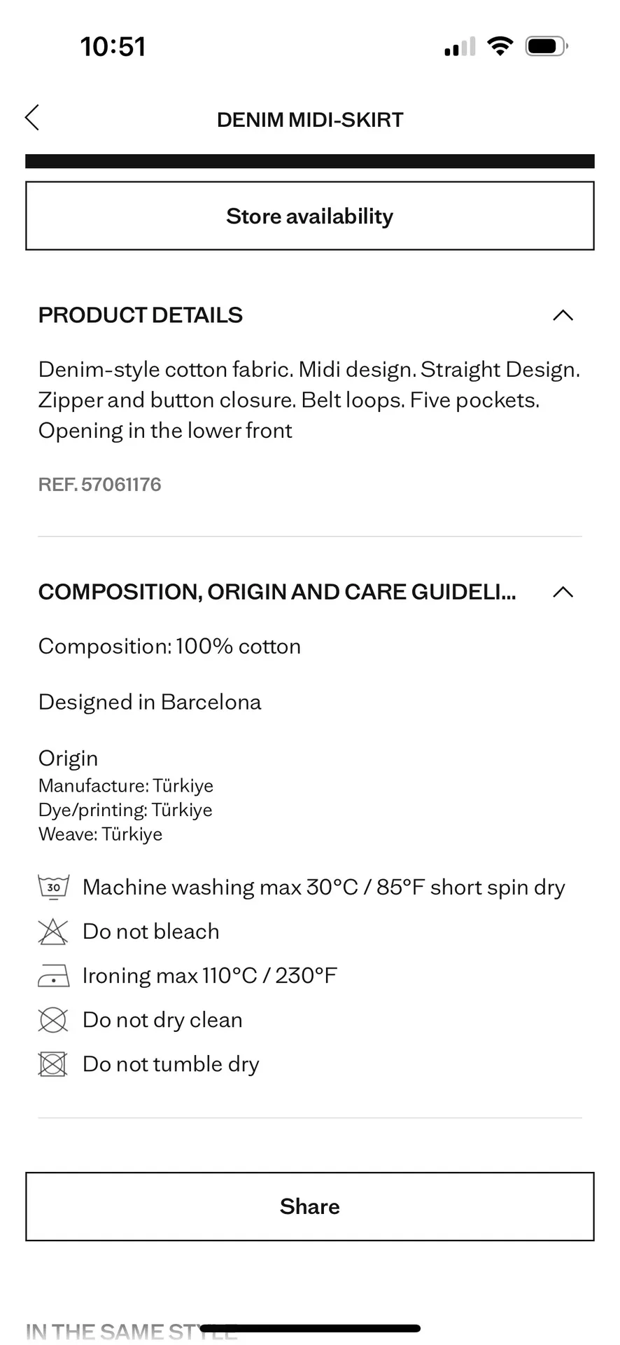 Denim  Skirt Midi - Image 5