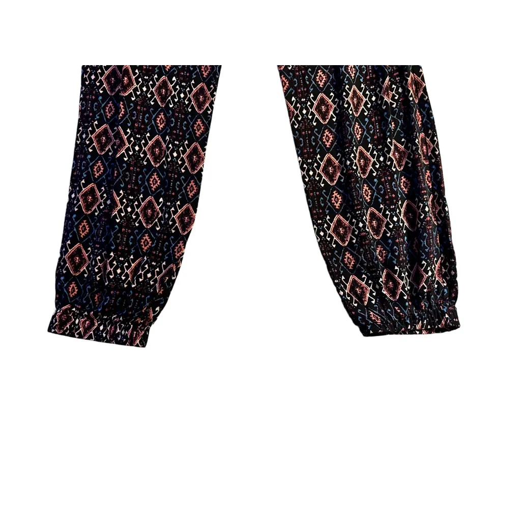 Xhilaration Medium Boho Women's Black Geometric Pants W/Elastic Ankle - Image 2