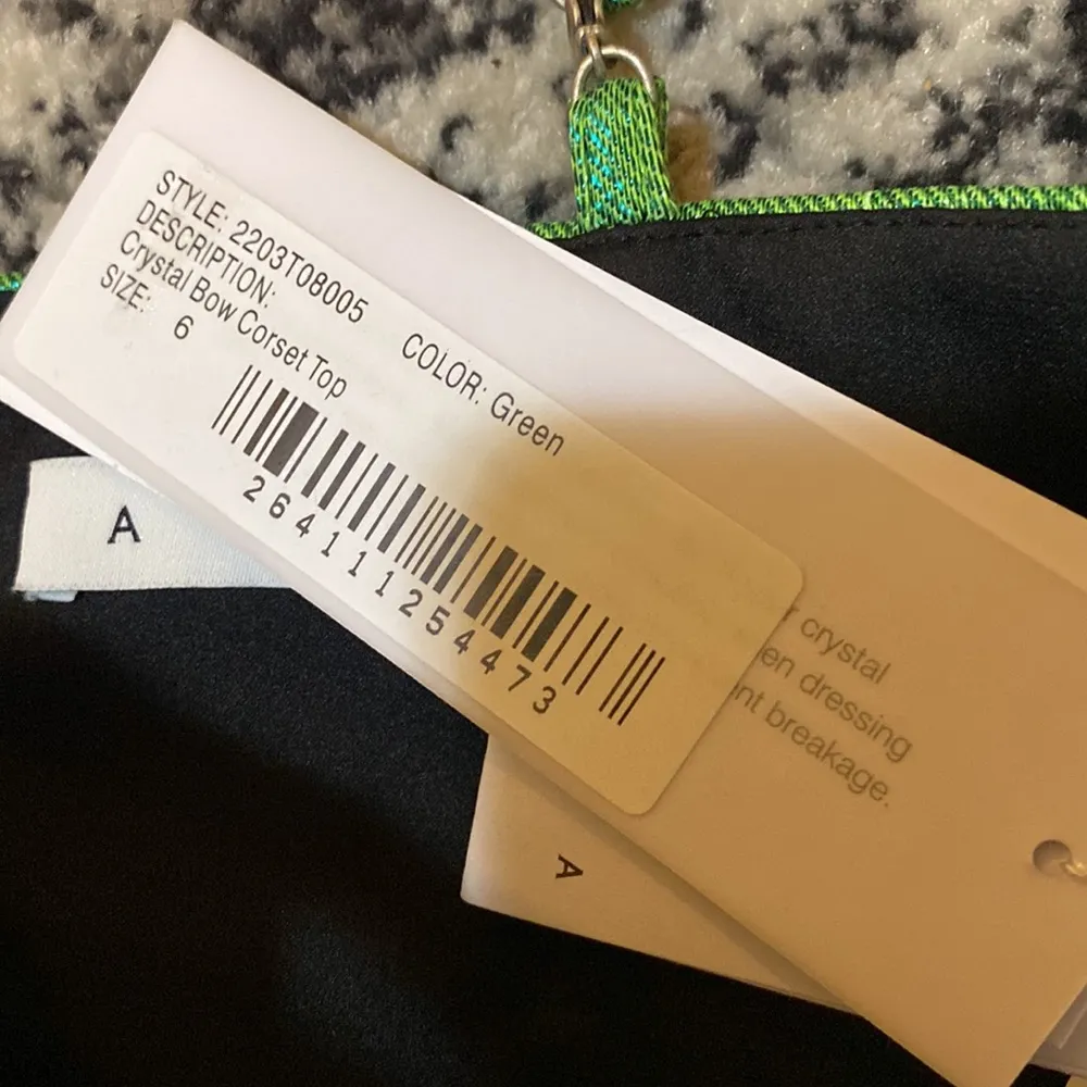 AREA Green Crystal Bow Tank Top size 6 - Image 7