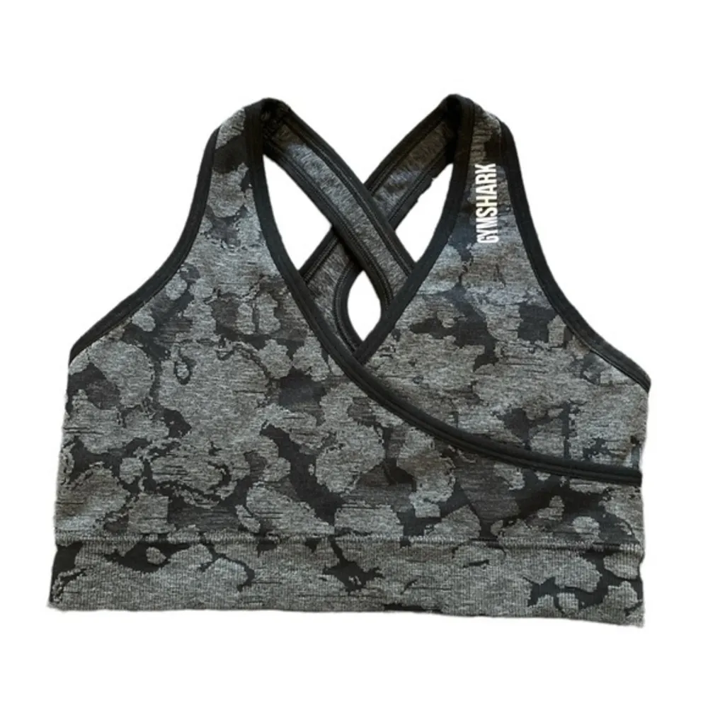 Gymshark Adapt Camo Black Gray Seamless Sports Bra Activewear SZ Small EUC #4431 - Image 3