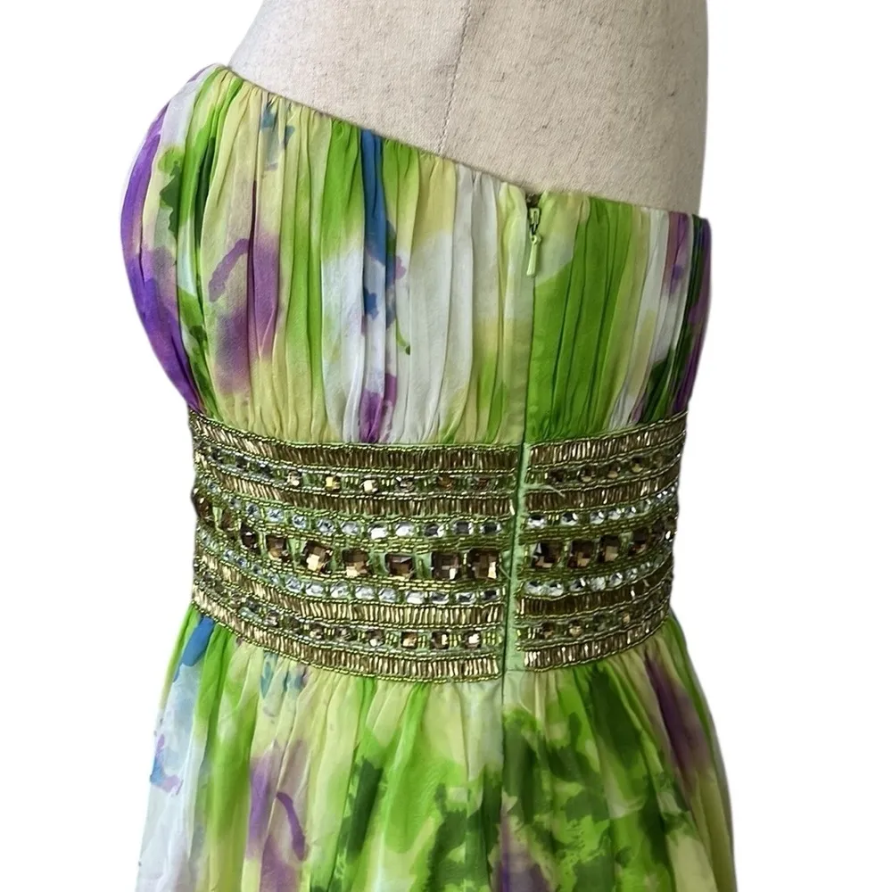 Camille La Vie Silk Watercolor Strapless Maxi Dress - Image 9