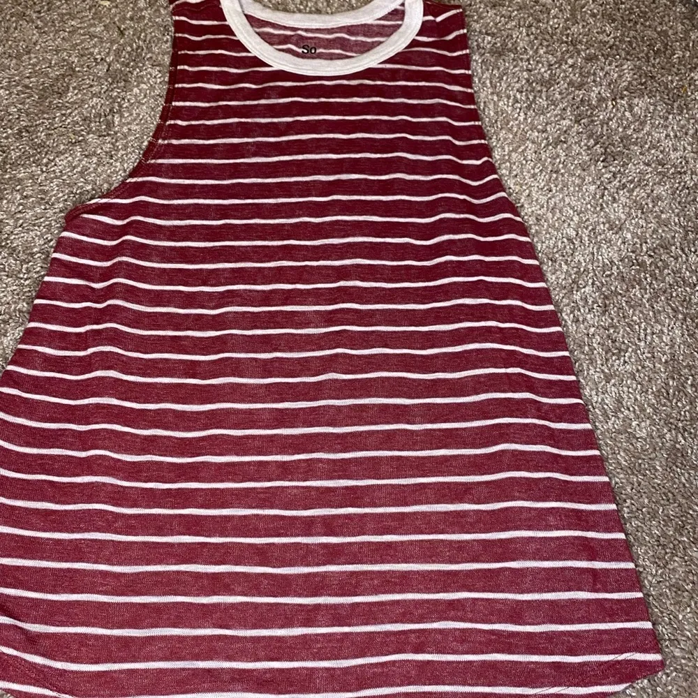 SO Maroon/White Striped Tank Top - Image 9