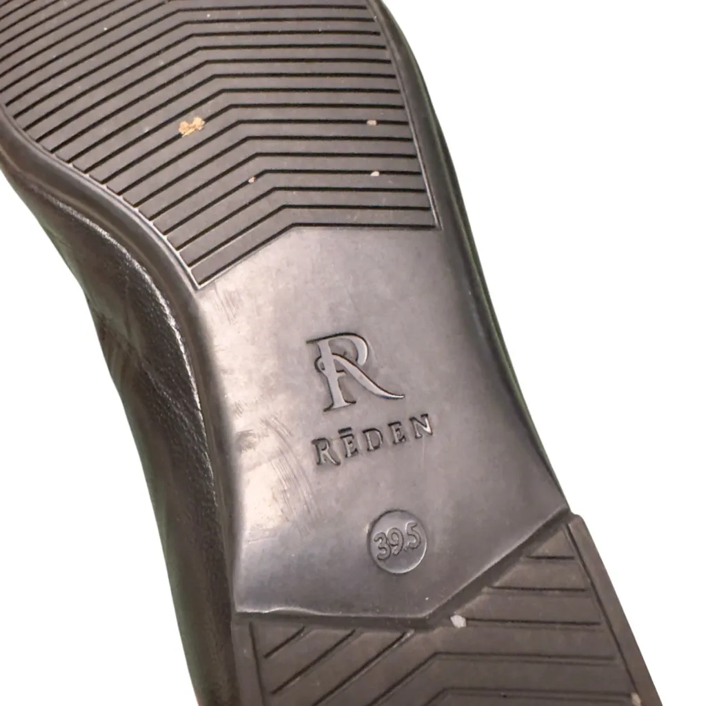 REDEN Black Leather Ballet Flats Ankle Strap 39.5 Minimalist Designer Comfort Size 8.5 - Image 5