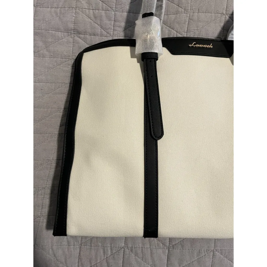 LOVEVOOK Laptop Bag Womens White Black Trim Detachable Strap Accessory Case NEW - Image 3