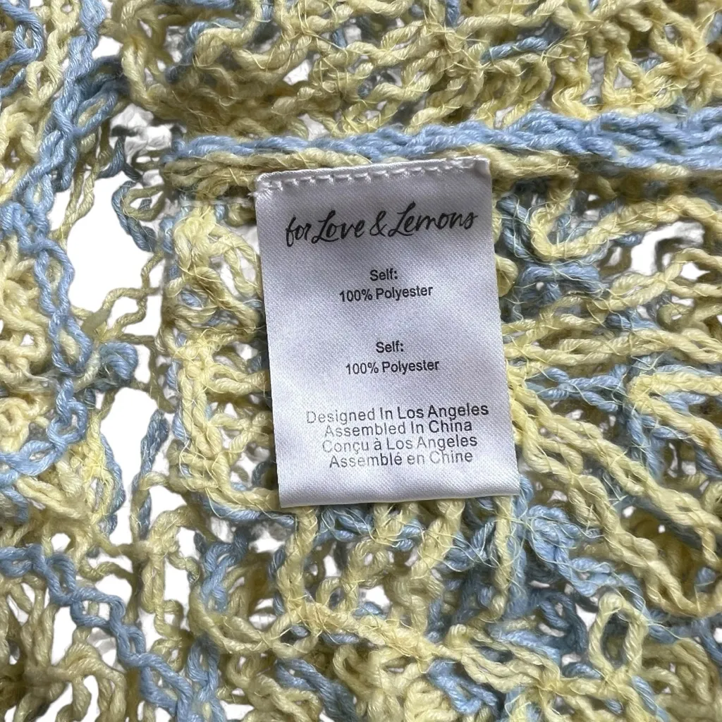 NWT For Love & Lemons Kaya Crochet Midi Skirt Open Knit Blue Yellow Size Medium - Image 7