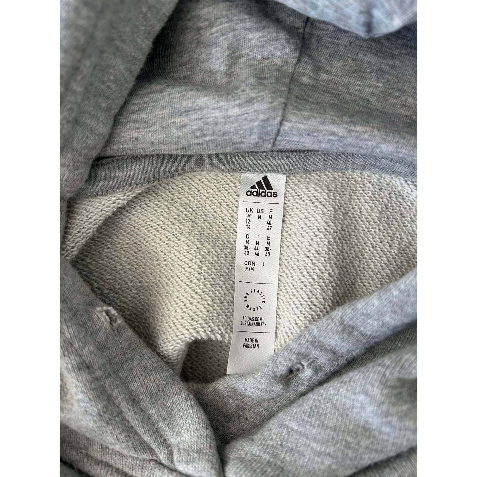 Adidas Gray Cropped Hoodie - Medium - Image 5