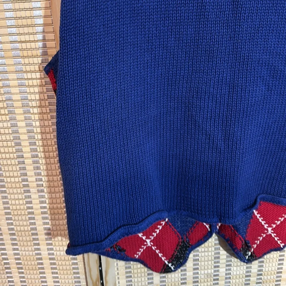 Bechamel Casual Vintage 1990s Blue Red Argyle Plaid Sweater Vest Large - Image 13