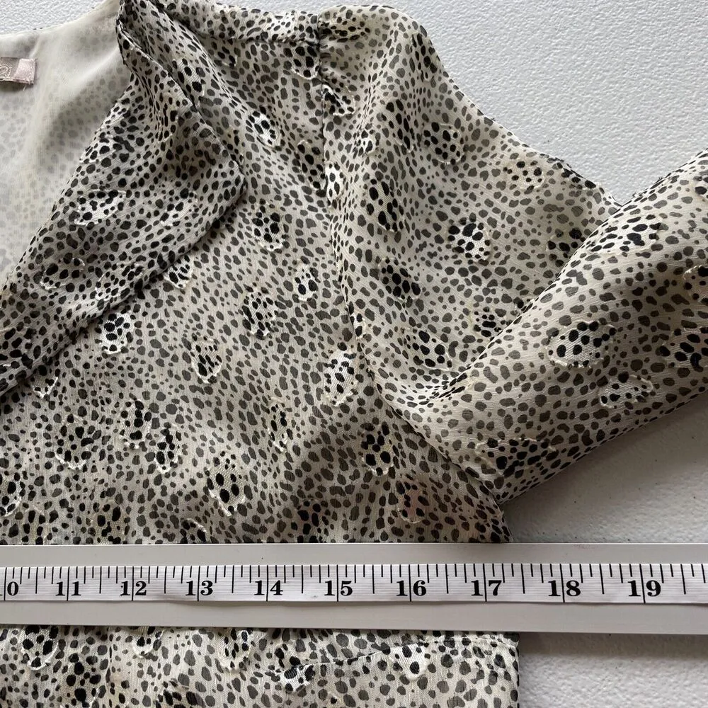 FOREVER 21 Women S/P Open Cropped Bolero Jacket Cardigan Animal Print 3/4 Sleeve - Image 9