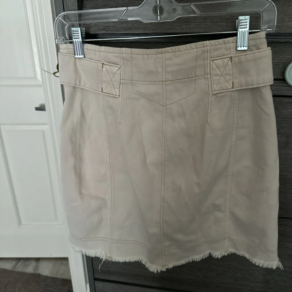 Free People  Alpha Utility Mini Off-White Button Skirt - Image 5