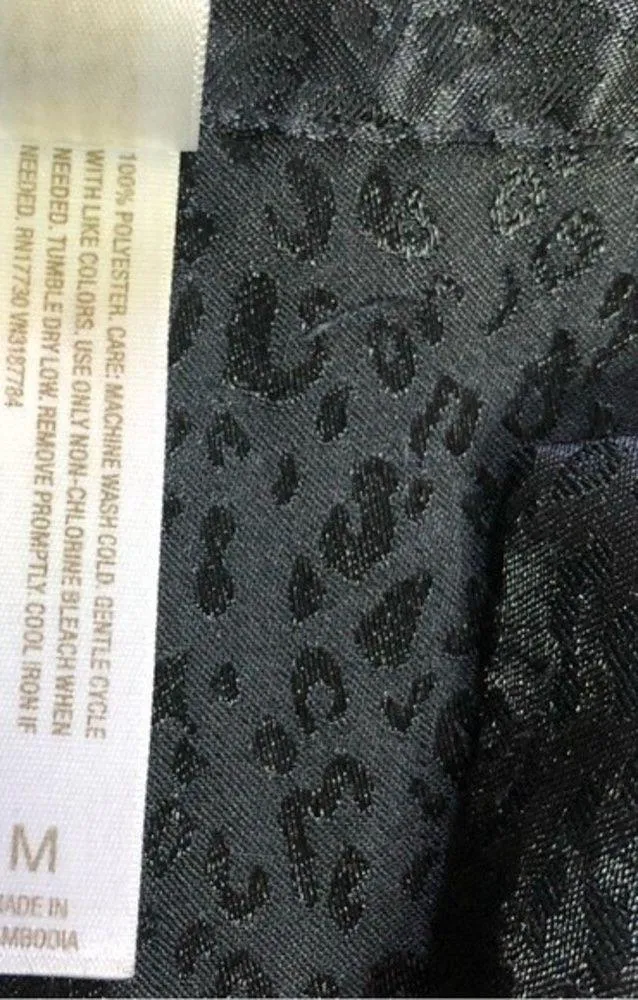 Gilligan & O’Malley Sleepwear Black Leopard Print Silky Sleep Shirt Size M - Image 6