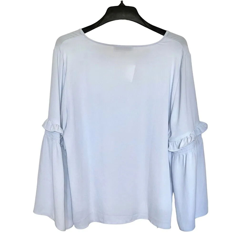 LOFT Womens Blouse Size XL Long Sleeve Bohemian, Boho Soft Girl Pastel Festival - Image 3