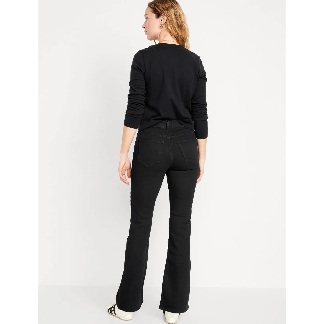 Old Navy Womens Dark Wash Denim Higher High Rise Flare Jeans Black Size‎ 4 NWT - Image 4