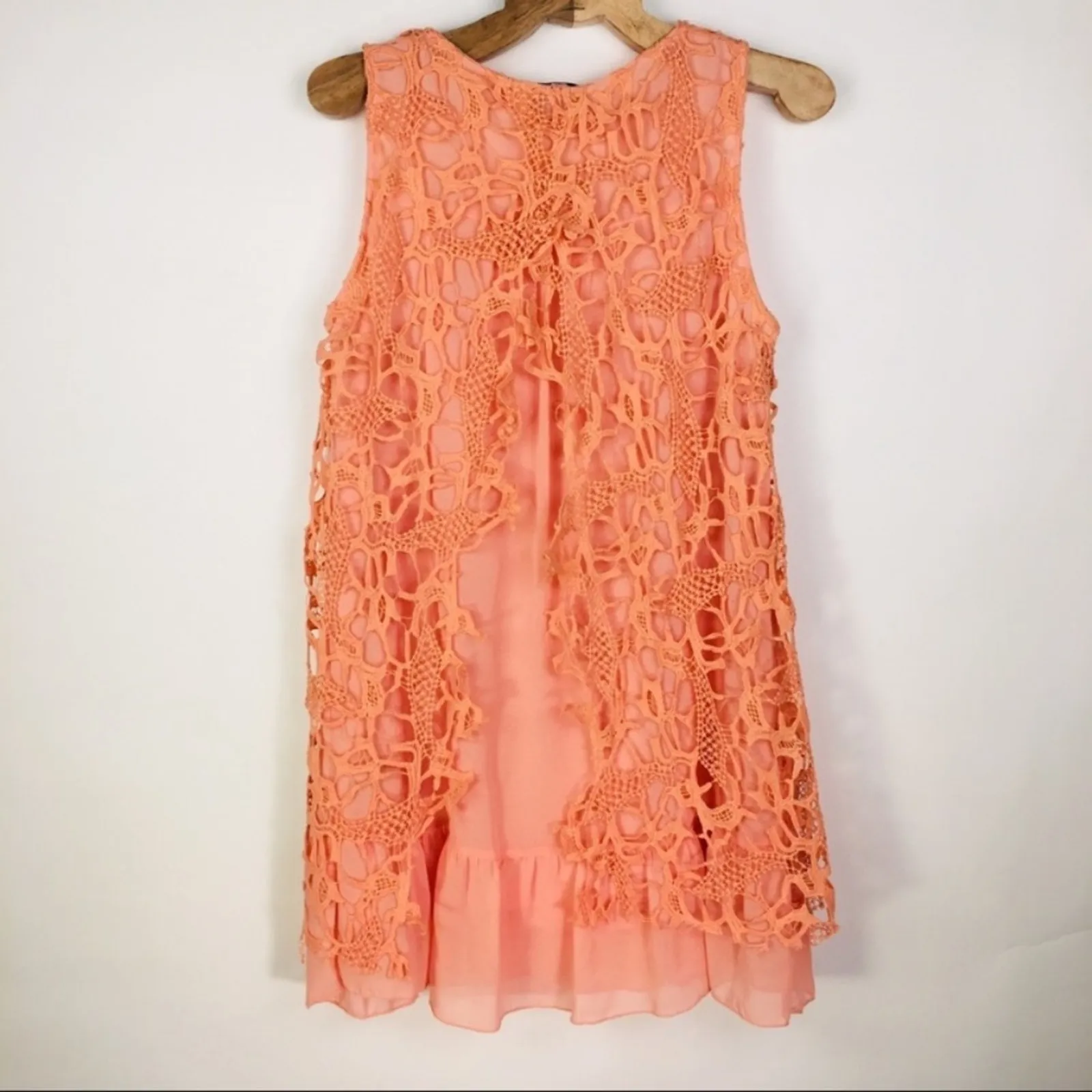 Peach Layered Lace Cottage Preppy Dress Blu Pepper Size Small - Image 7