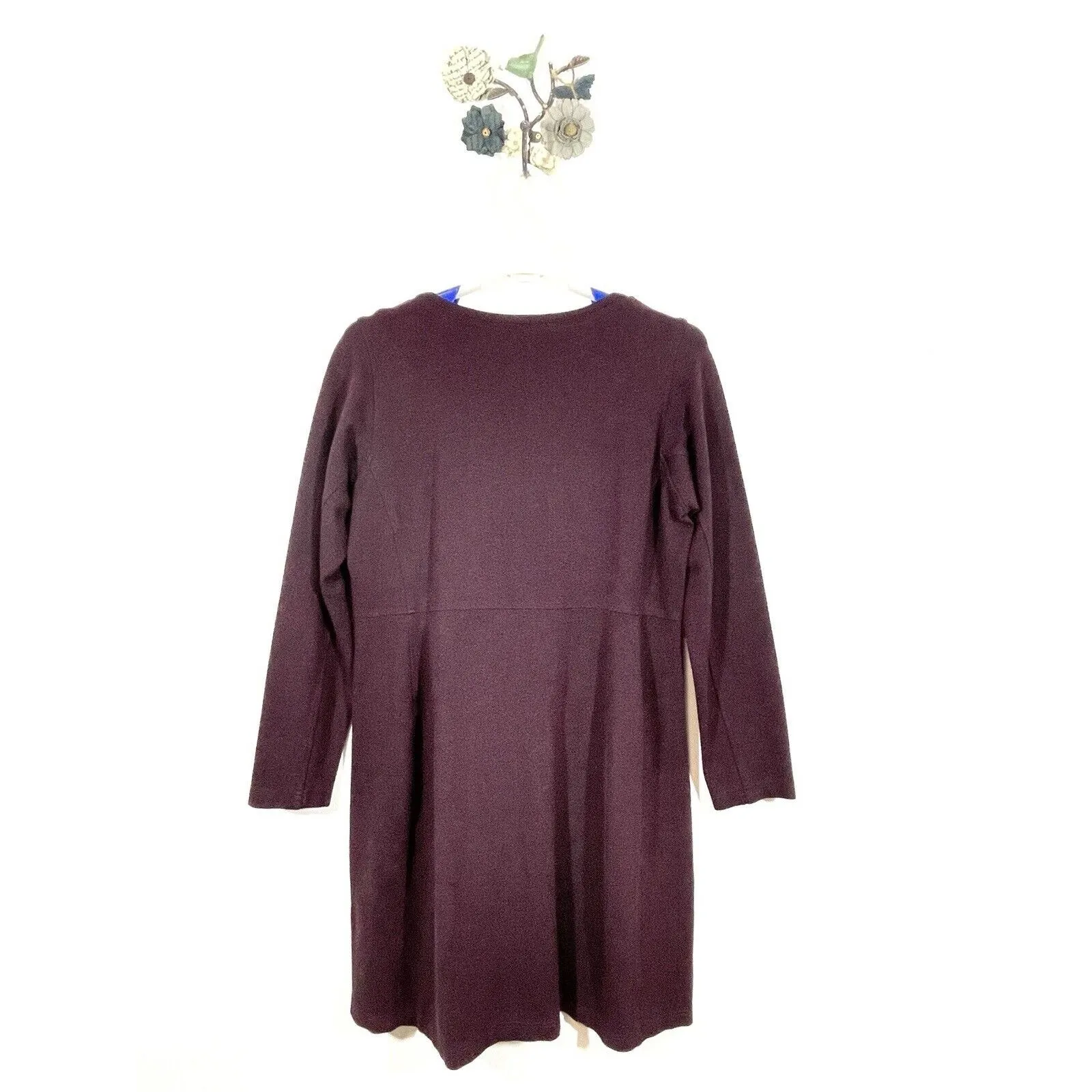 DULUTH TRADING CO Women’s Large Wearwithall Ponte Knit Burgundy Dress - Image 6