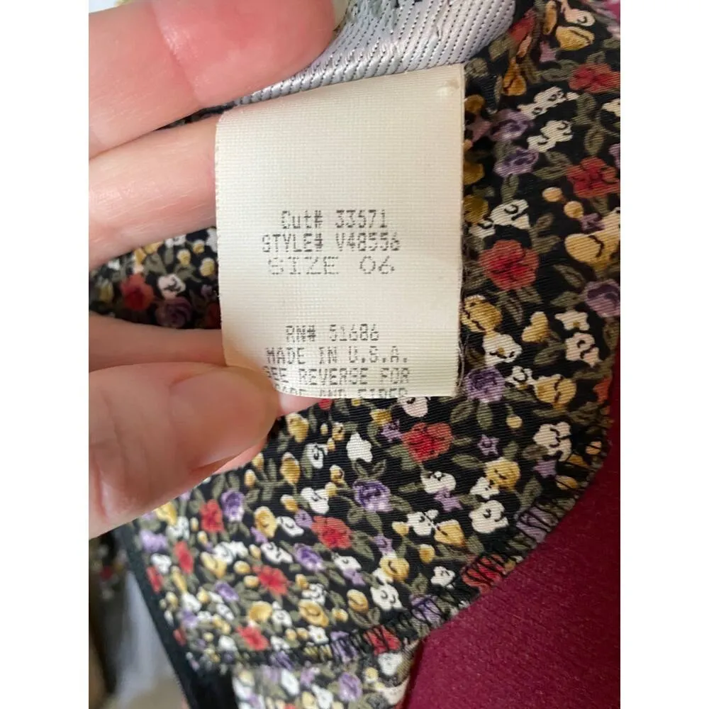 jumpsuit 1990s floral smocked top cottagecore pink yellow purple Size 26 - Image 9